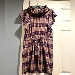 Collective Concepts drawstring dress size small, purple and tan